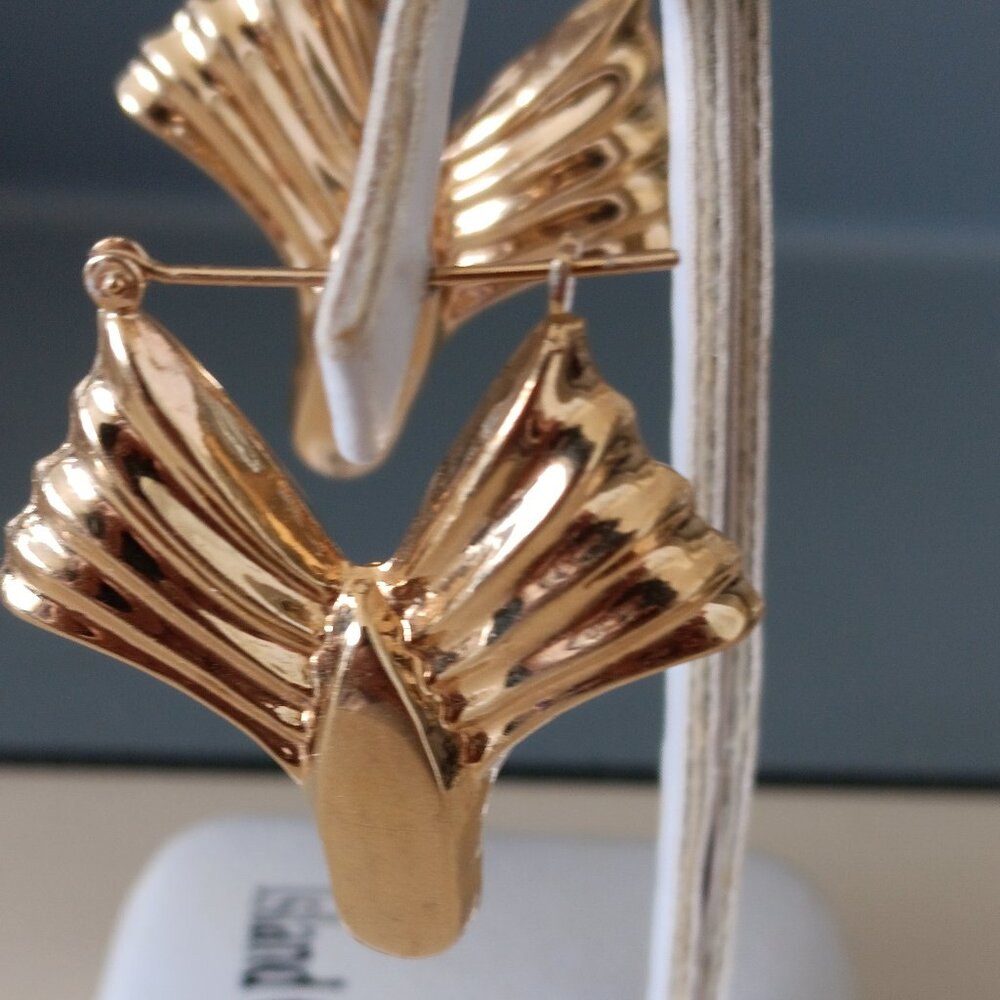 14KT Fine Gold Fancy High Polished Dangle Earrings